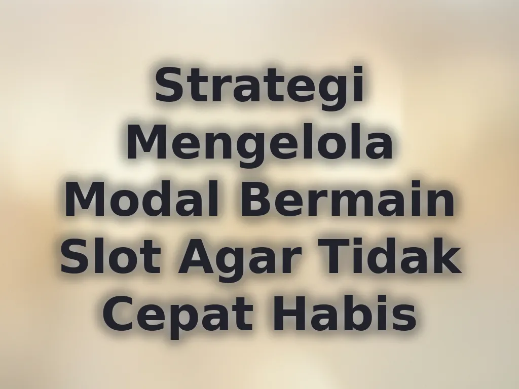 Strategi Mengelola Modal Bermain Slot Agar Tidak Cepat Habis